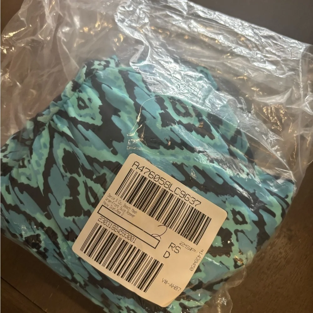 Denim & Co Beach Wrap front Swim Romper Sz 2